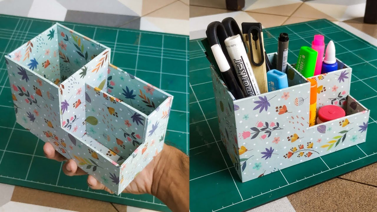 Membuat Tempat Pensil 3 Ruang - DIY Pencil Organizer