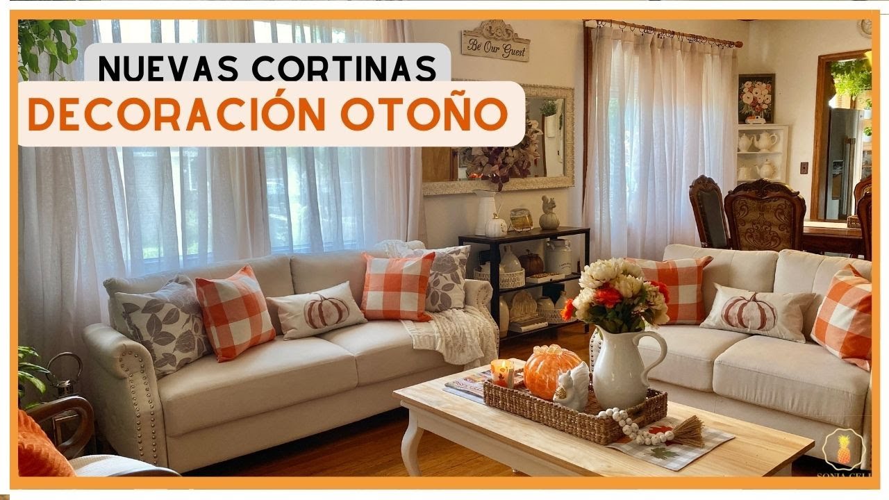 DECORACIÓN para OTOÑO 2022🍁NUEVAS CORTINAS🍁IDEAS acogedoras SALA COMEDOR🍁FALL FARMHOUSE🍂#SONIACELI