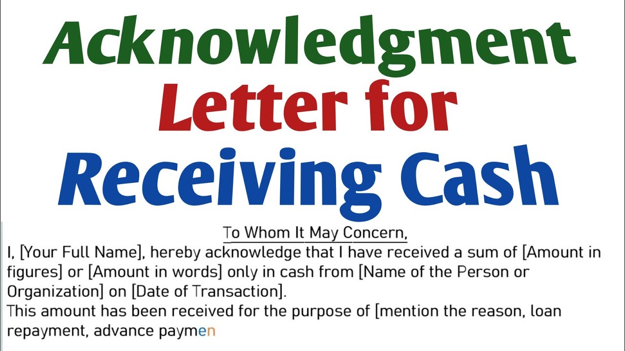 Acknowledgment Letter for Receiving Cash | How to Write Letter for Receiving Cash