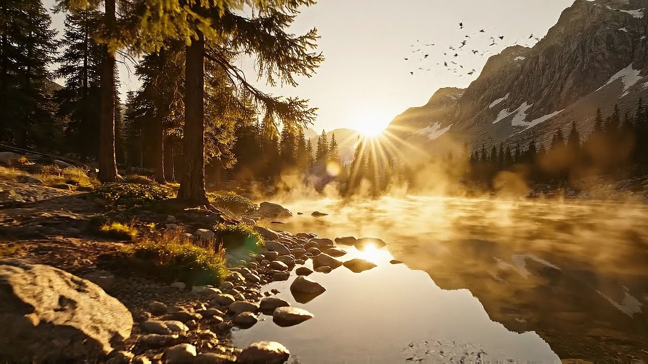 Morning Mist | Mountain River at Dawn — 1 Hour Relaxing Nature Ambience