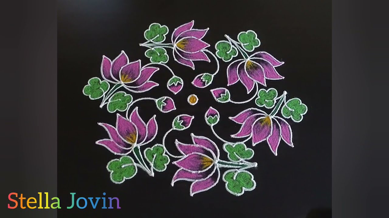 #2 | Beautiful Lotus Rangoli | Kolam with dots| மார்கழி கோலம்| margazhi special Rangoli