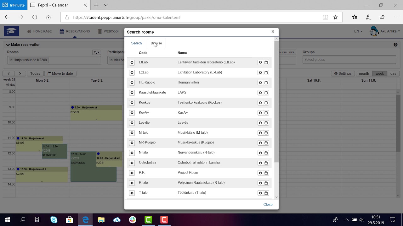 How to book a room (Student's Peppi instructions)