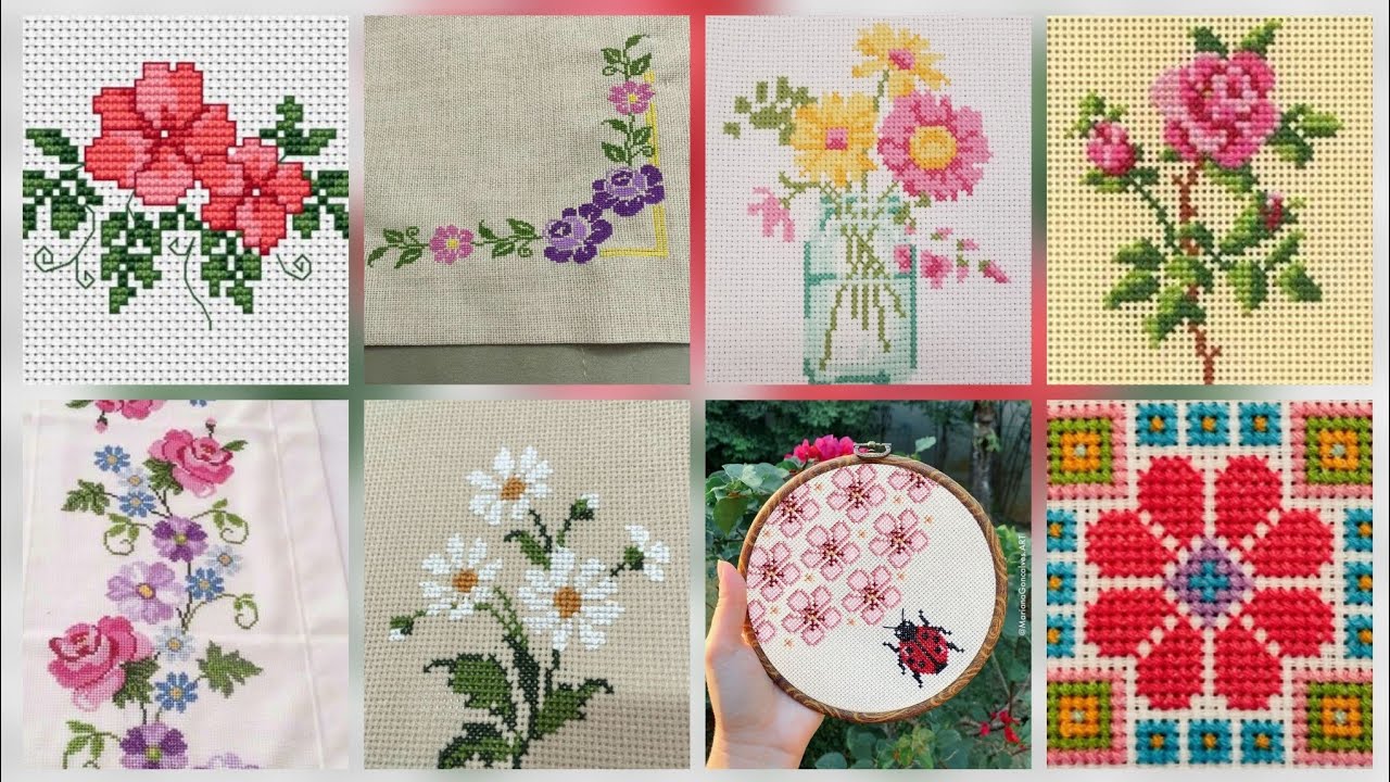 Более 100 потрясающих и элегантных схем для вышивки крестом с цветочными мотивами || Идеи для все...