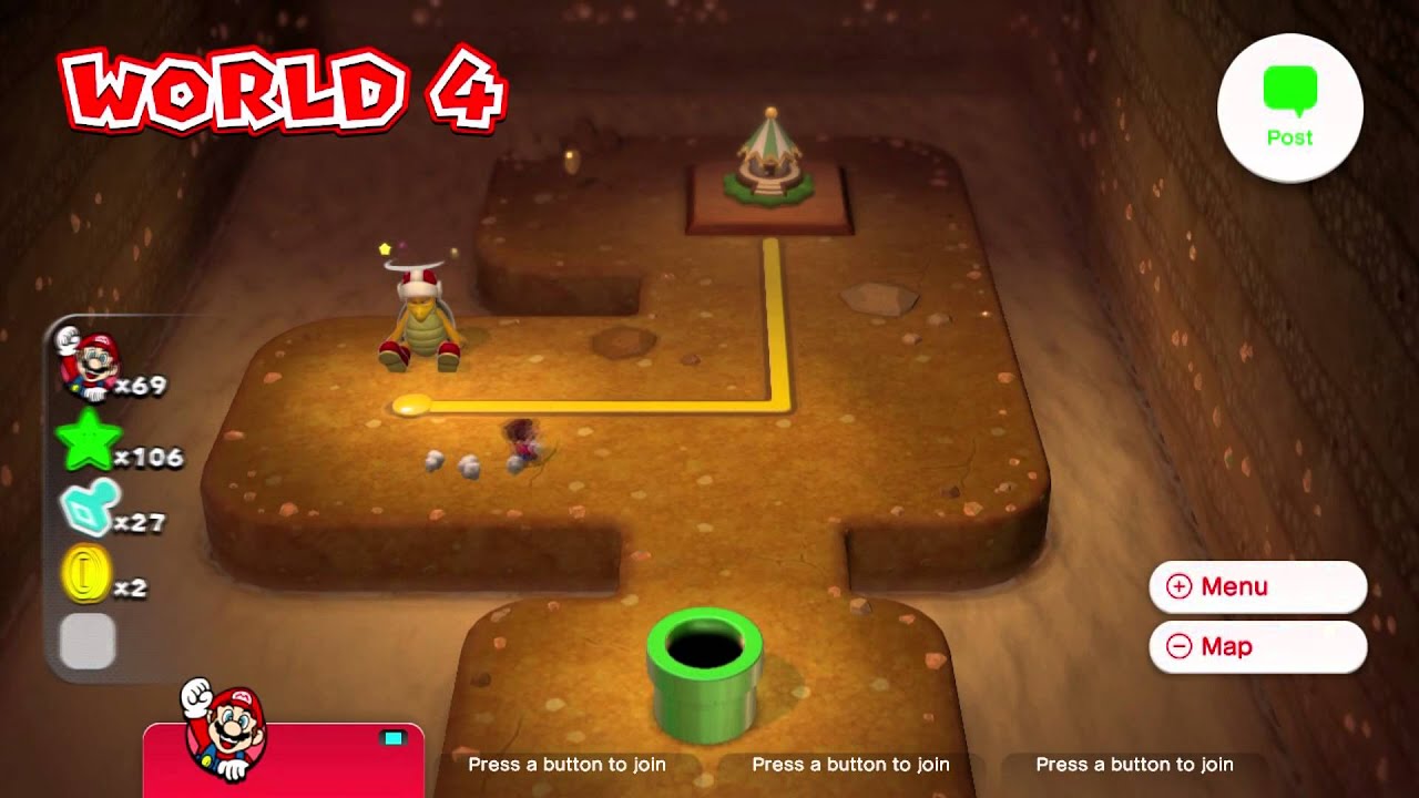 Super Mario 3D World: 4-B Fire Bros. Hideout #1 (Star & Stamp) [Gameplay Walkthrough] No Commentary