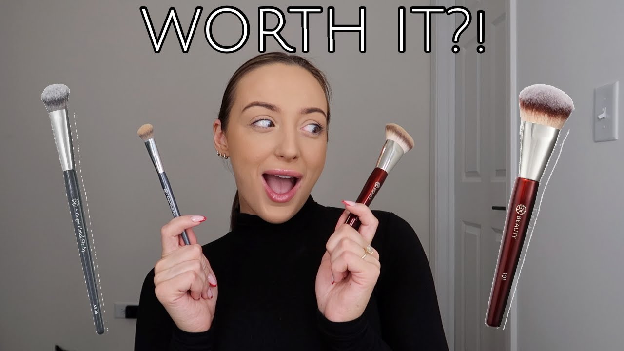 Trying the VIRAL BK Beauty Face Brushes! | BK Beauty Contoured Foundation Brush & Concealer Brush!