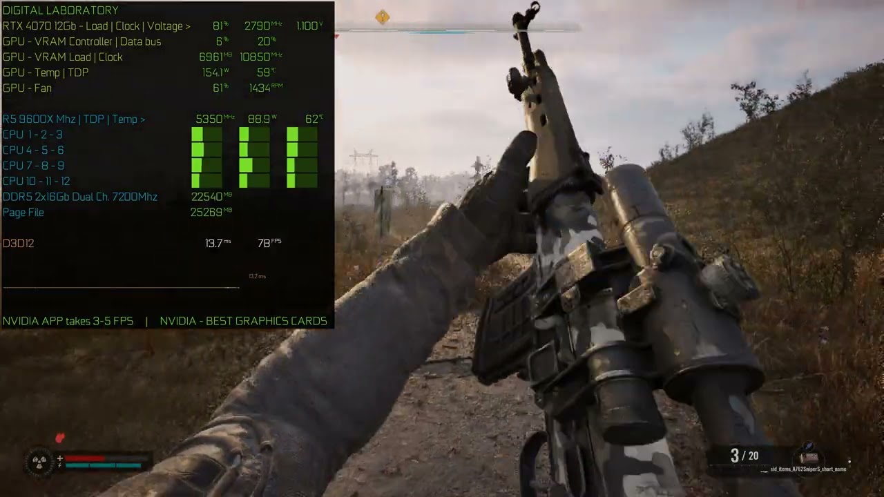 S.T.A.L.K.E.R. 2 RTX 4070 R5 9600X 32Gb DDR 5 7200 Mhz CPU TEST (Epic)