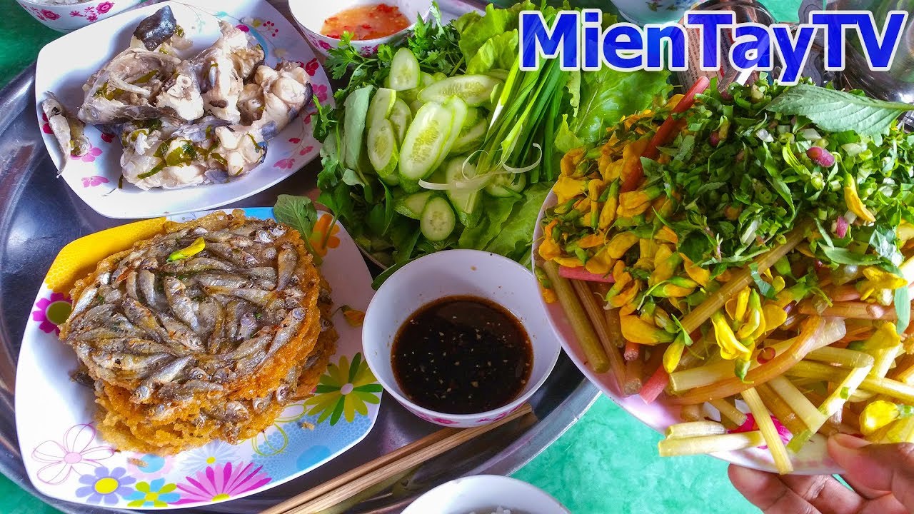 Cá linh chiên bột, canh chua cá hú, đi về qua phà Vàm Cống