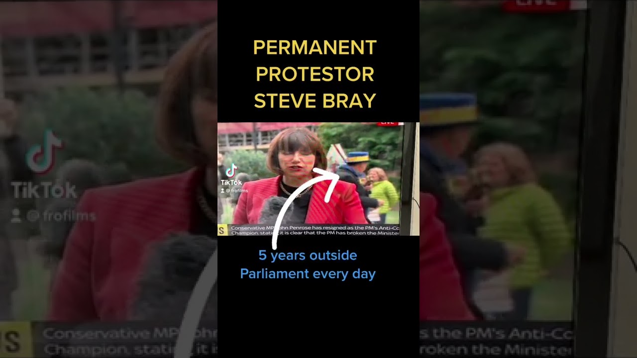 Steve Bray permanent protestor extra EXCITED at confidence vote on 2000th day outside Parliament