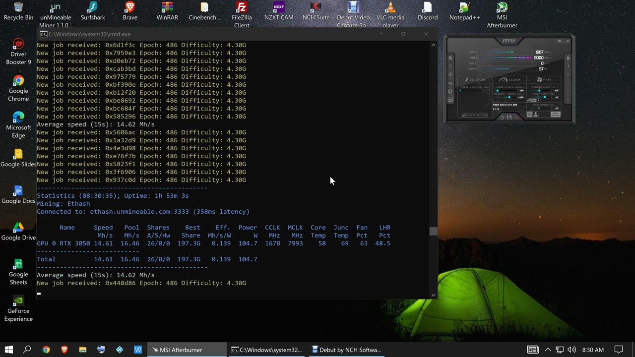 lolMiner 1.48 rtx 3050 CRO mining
