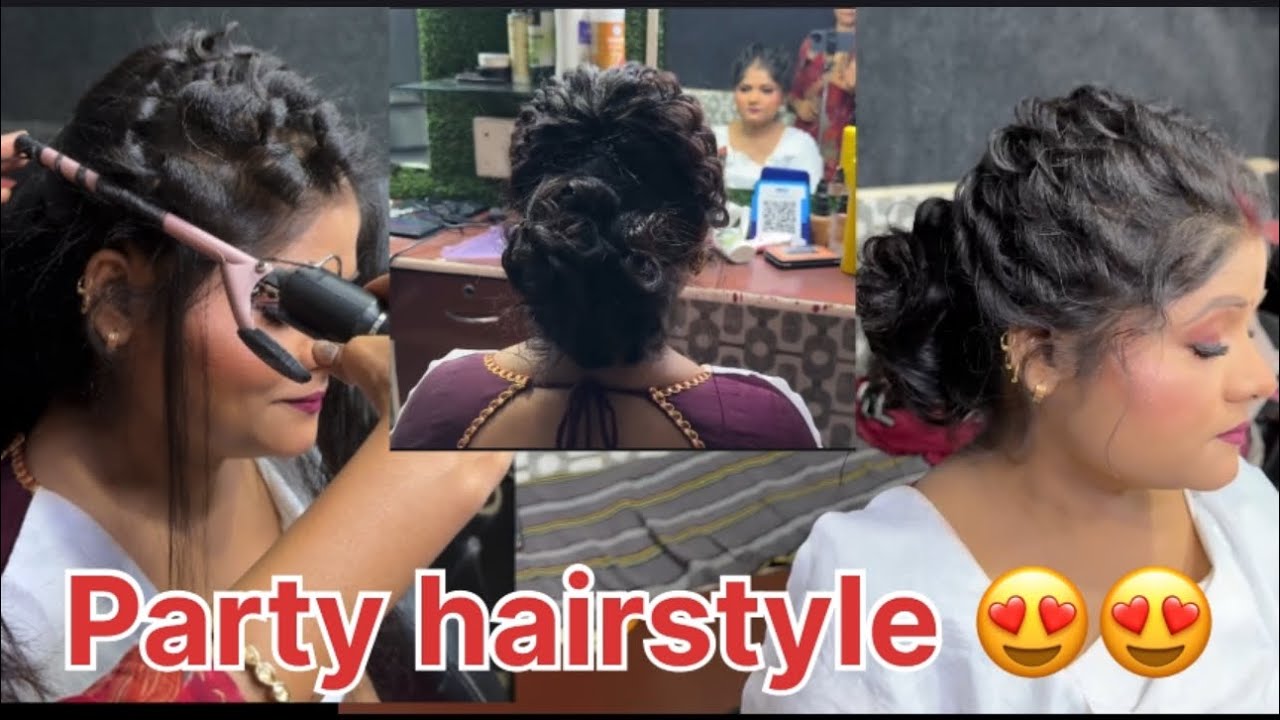 Messey hairstyle bun for wedding 😍😍ll latest wedding party hairstyle @SeemaBeutyTips 