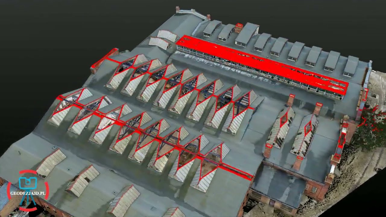 Skaning laserowy 3D. Chmura punkt&oacute;w - fabryka w Żyrardowie