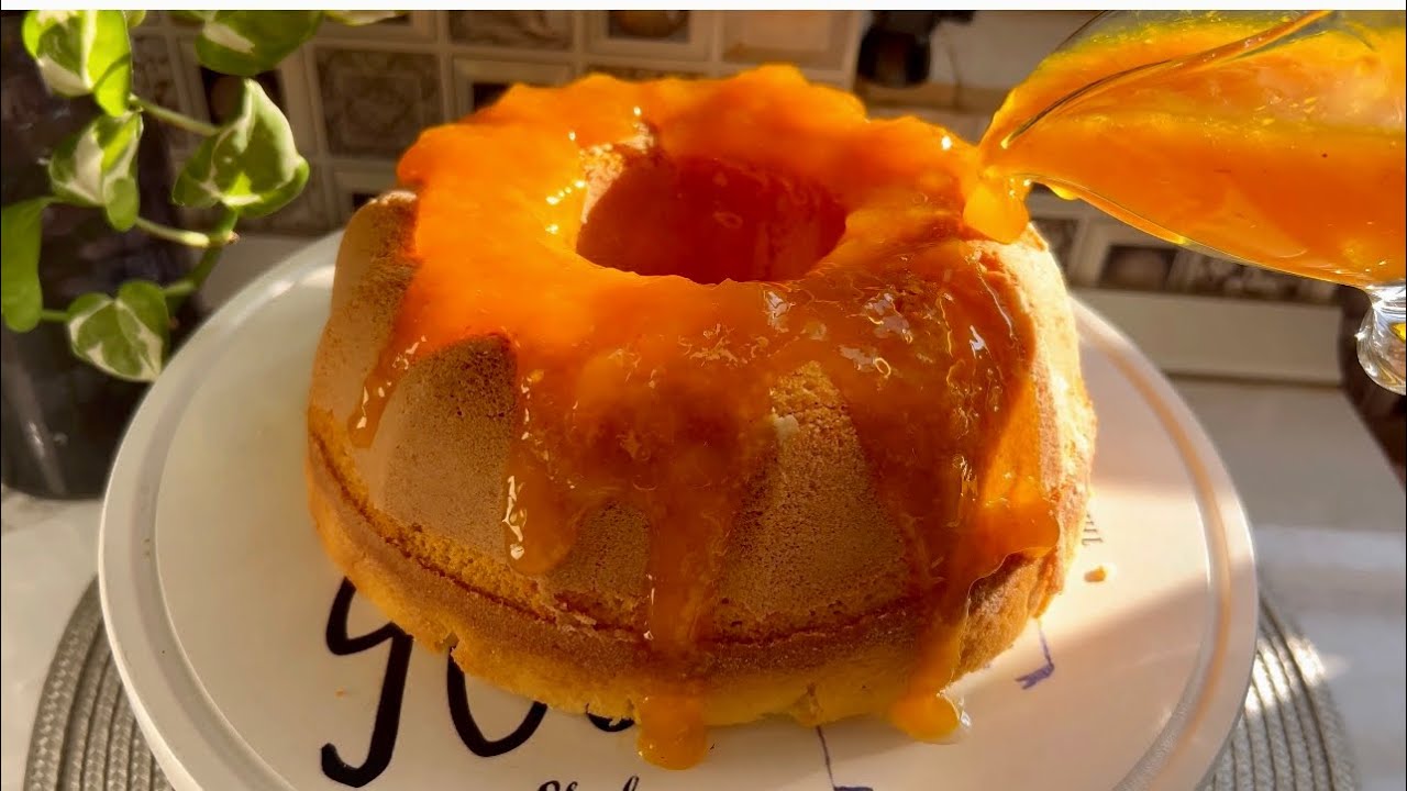 طرز تهيه كيك نارنگي بدون شير با سس خوشمزه/tangerine cake آموزش كيك با سولاردام الجي/شب يلدا