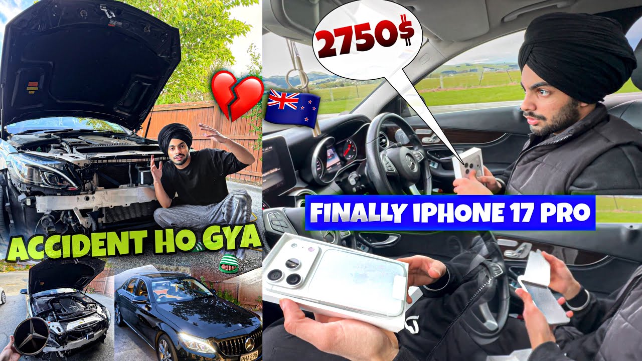 Accident Ho Gya Benz Da💔😱iphone 17Pro 2750$ ind/- 1,40,000