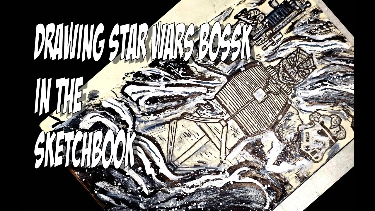 Drawing Bossk from Star Wars in the Sketchbook.