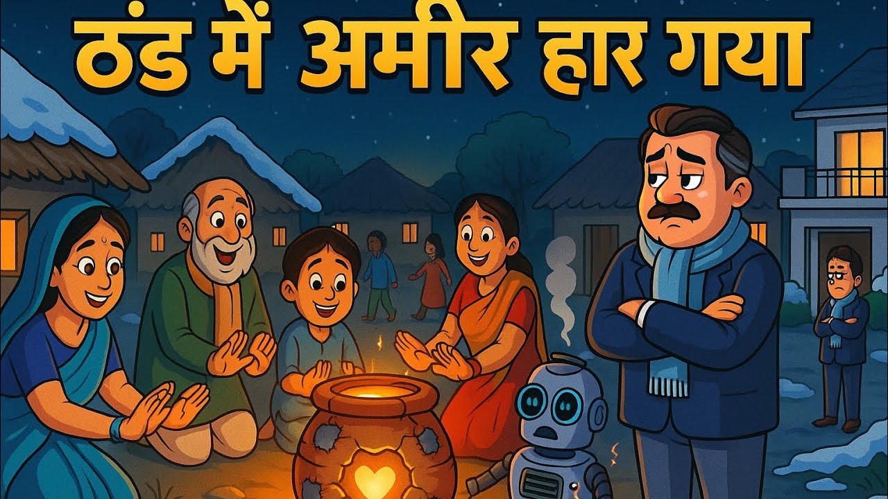 🤖 Robot Heater vs जुगाड़ तंदूर 🔥 | ठंड में अमीर हार गया, गरीब जीत गया #storytime #cartoon#trending 