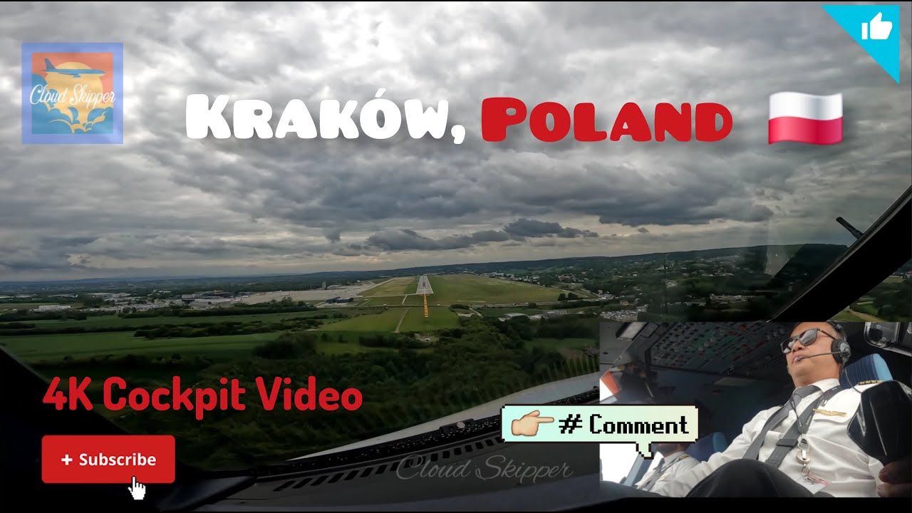 4K Video, Landing at Kraków Airport,  Poland 🇵🇱 cockpit view, 2025