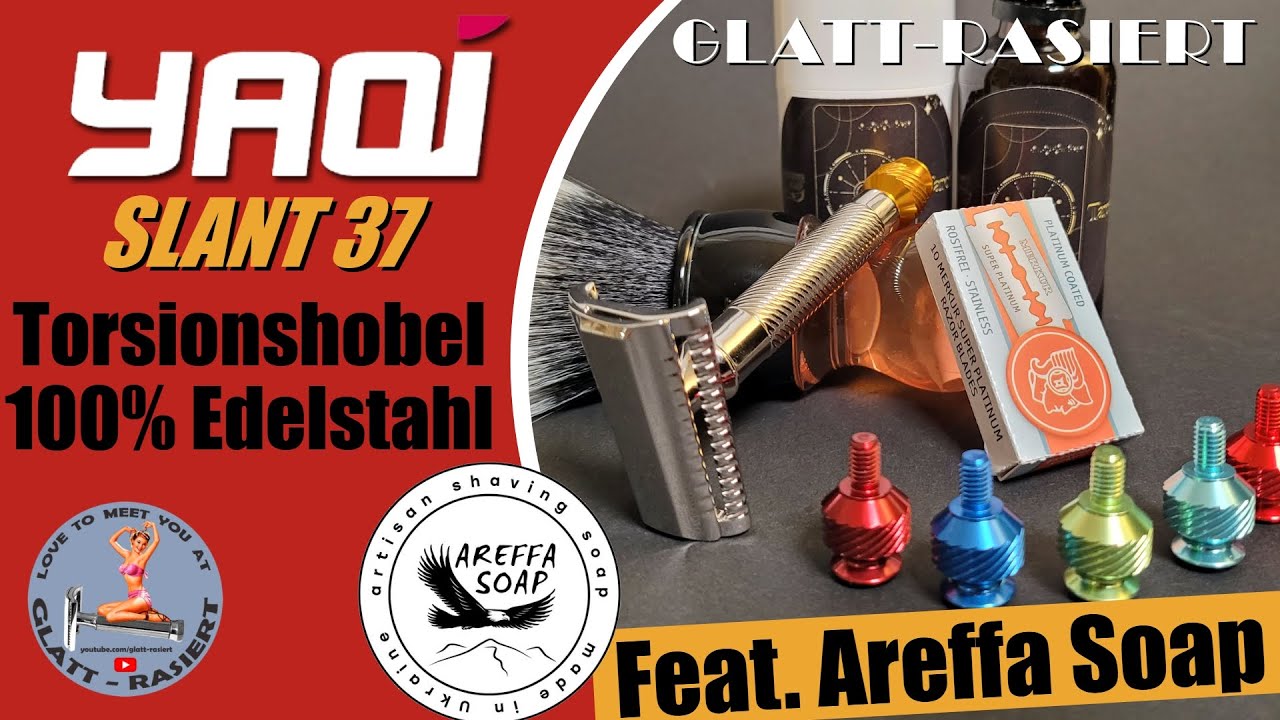 YAQI SLANT 37 STAINLESS ║ Torsionshobel 100% Edelstahl / Rasierhobel / Nassrasur // GLATT - RASIERT