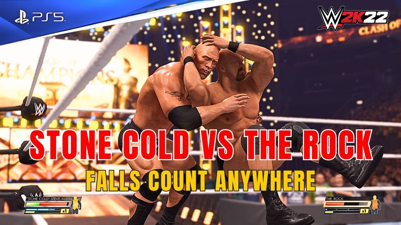 Stone Cold vs The Rock 🔥 Falls Count Anywhere | WWE 2K22 Clash of Champions Gold Rush Main Event