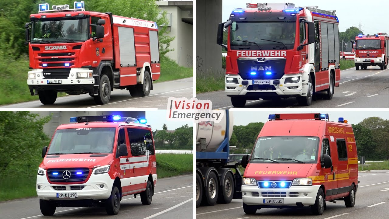 [GROßBRAND SCHIFFERSTADT] Einsatzfahrten der Feuerwehren aus dem Rhein-Pfalz-Kreis