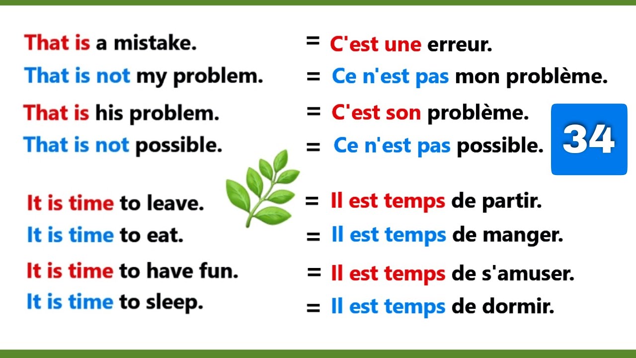 Phrases simples pour apprendre l'anglais facilement |partie 34 |✪✪easy sentences to learn french 🌿