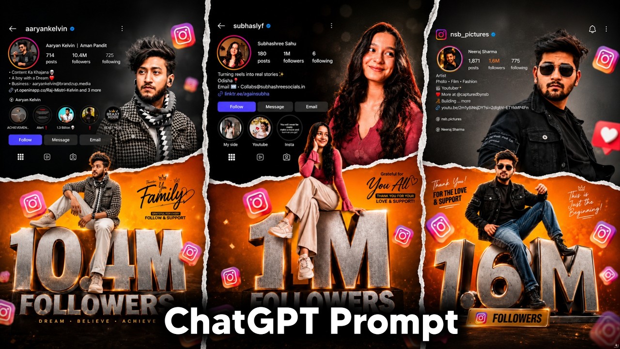 Instagram Viral Profile Milestone AI Photo Editing | Instagram Trending Profile Followers Photo Edit