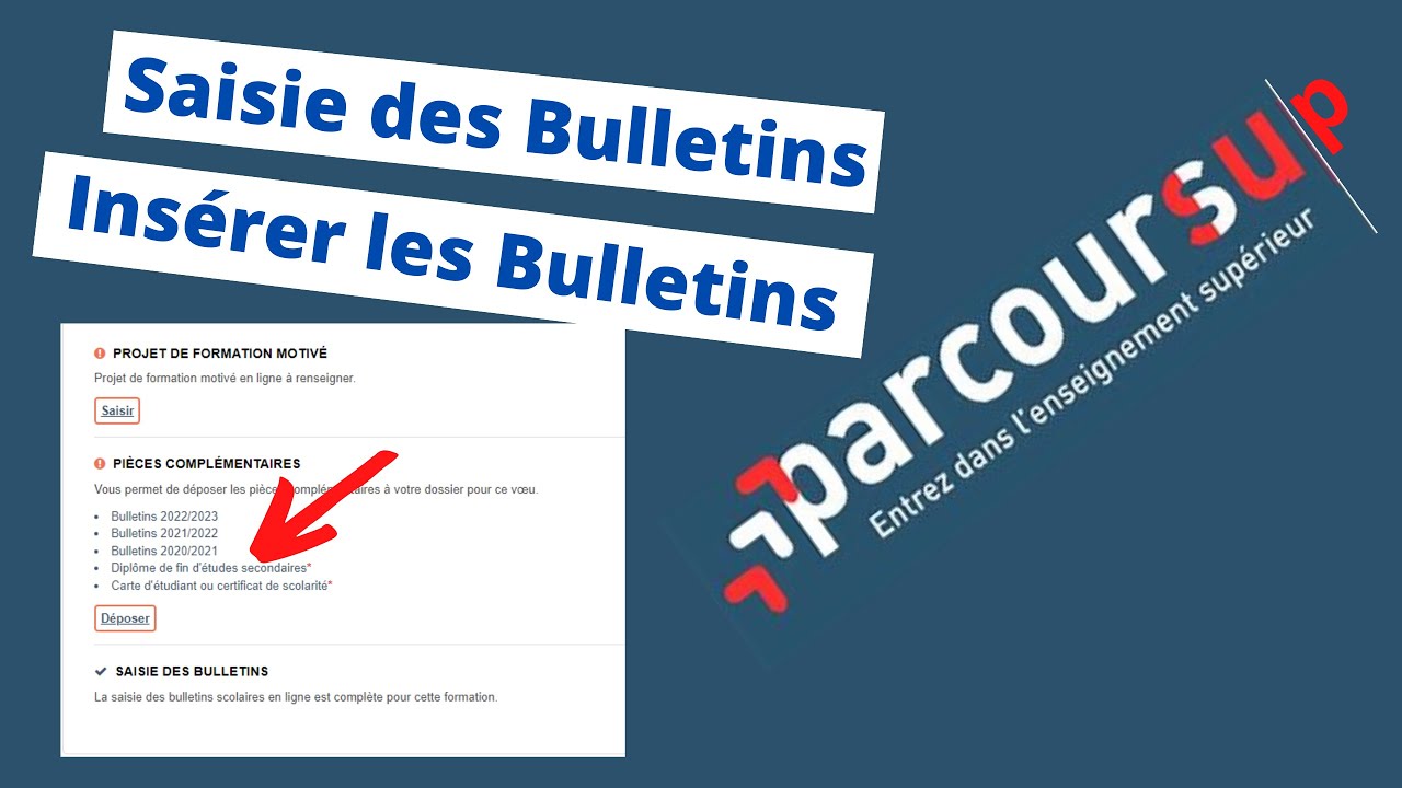 Comment remplir ses notes et insérer les bulletins ? Parcoursup