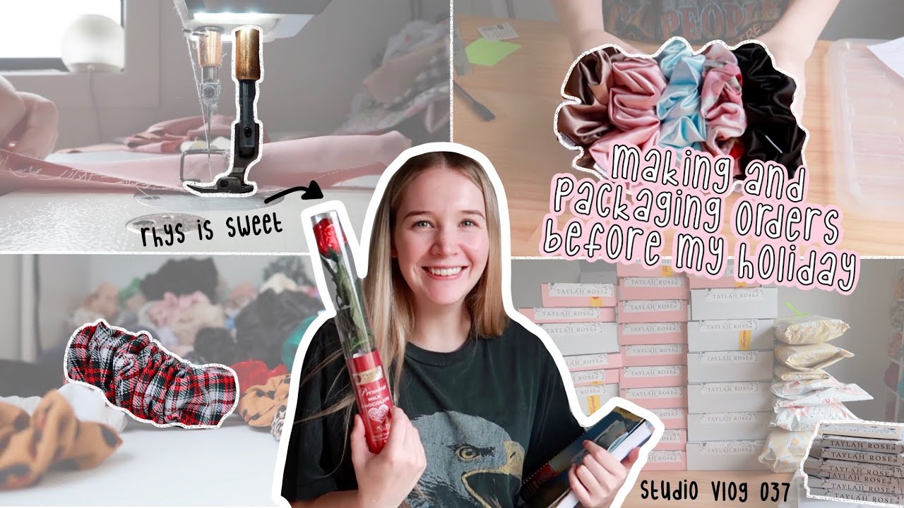 Making scrunchies in my studio and packaging orders before i finally leave on my holiday!