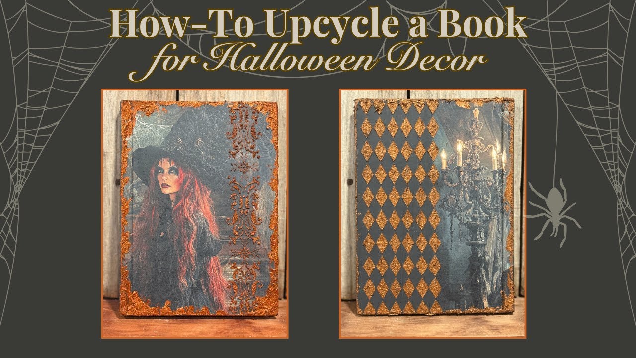 Upcycled Book Makeover | DIY Halloween Witch Decor with Decoupage & Texture Paste