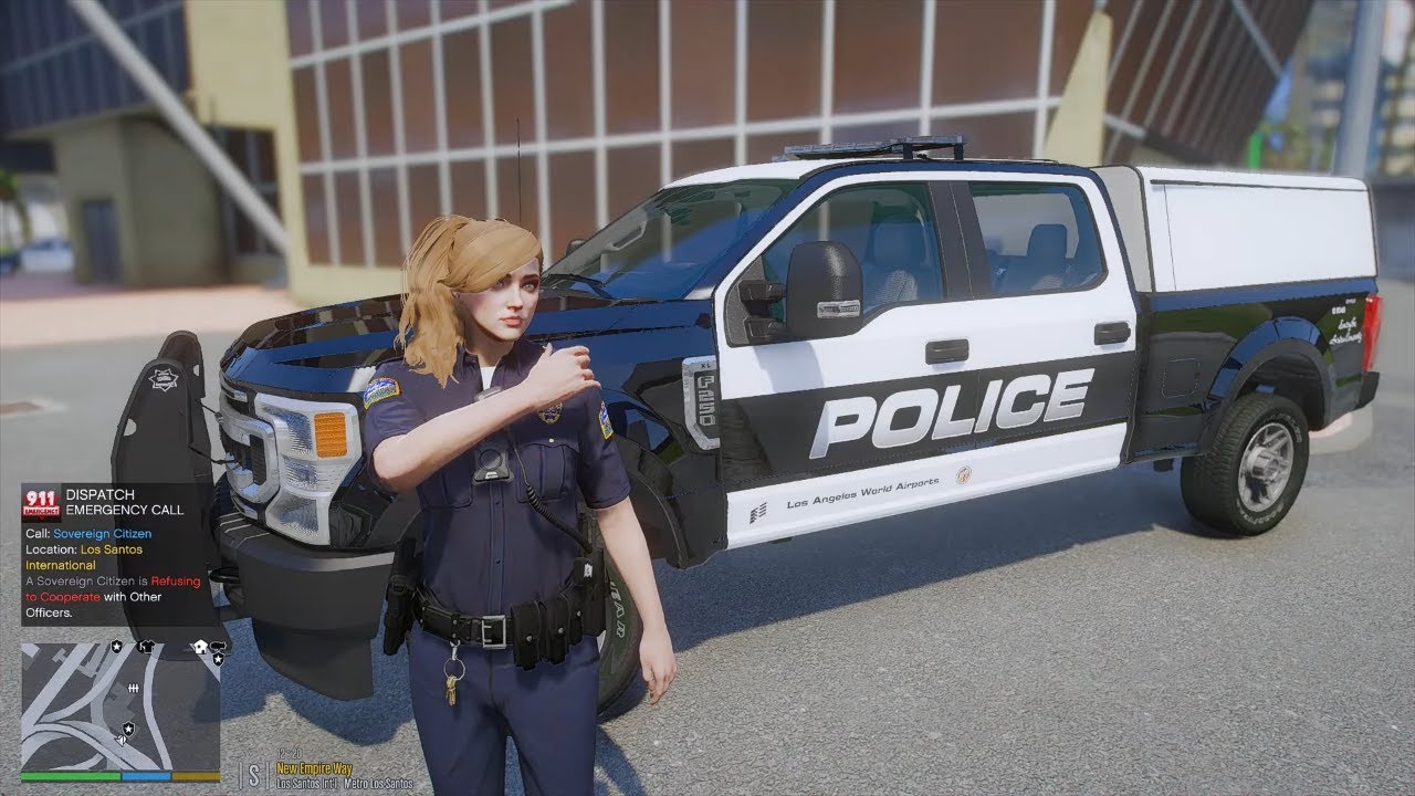 Gta 5 LSPDFR Playing As A LAX Police Female Officer - F250 Airport Patrol #gta #gta5 #lspdfr