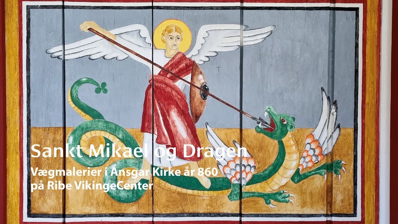 Ærkeenglen Mikael. Vægmalerier i Ansgar Kirke år 860.