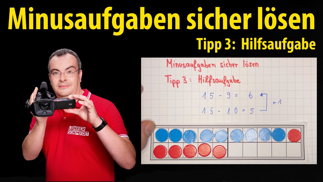 Minusaufgaben sicher lösen - Tipp 3: Hilfsaufgabe | Lehrerschmidt - Grundschule