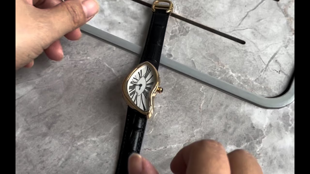 Gosasa Creative Melting Luxury Watch Quartz Wristwatch with Genuine Leather Strap Roman Dial
