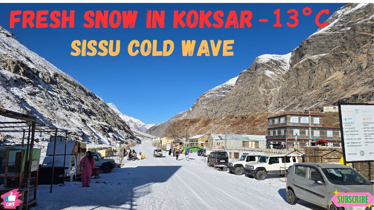 Manali To Koksar | Enjoying Fresh Snow in Koksar❄️ | Sissu Frozen lake & Water Fall 🥶 Its too Cold |