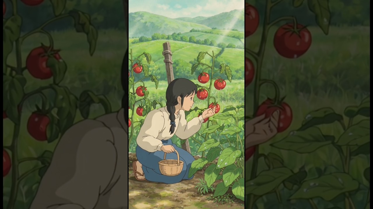 Peaceful Harvest Morning 🌿 || #ghibli #shorts