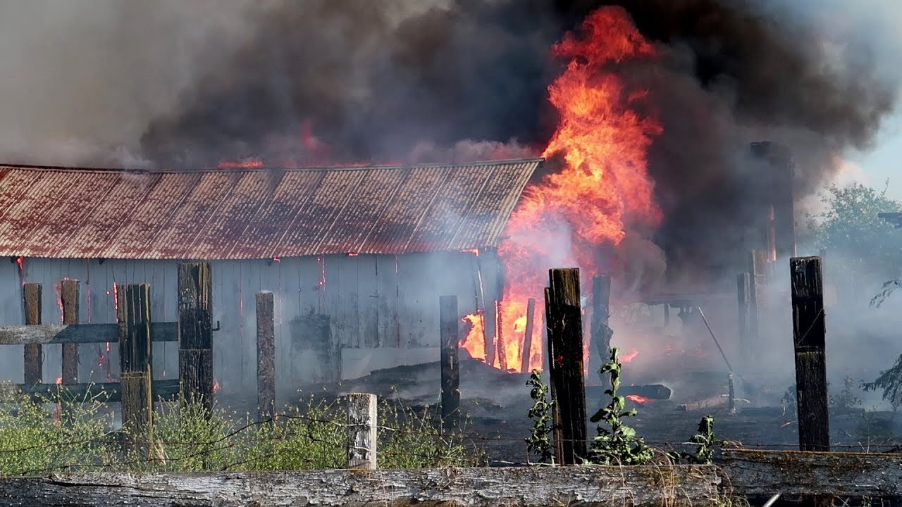 Fire Destroys 2 Barns in Brentwood, Firefighters Save Home