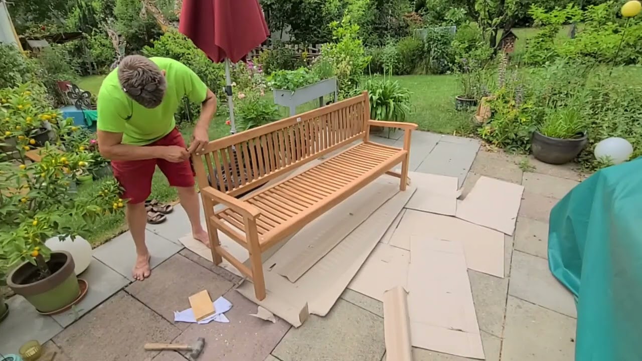 Gartenbank zusammen Divero 3-Sitzer Bank Holzbank Gartenbank Sitzbank