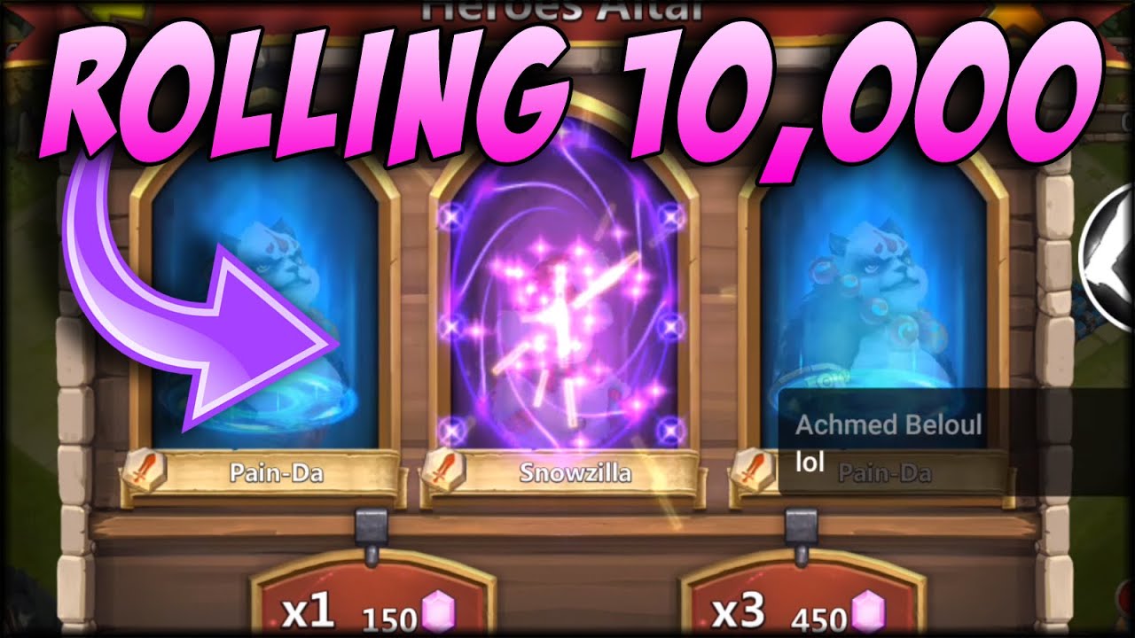 Castle Clash: Rolling 10,000 Gems + Valentina Gameplay