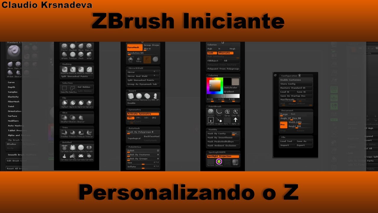 ZBrush Iniciante - Personalizando a Interface