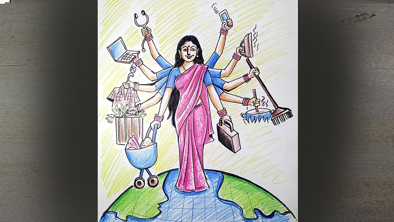 women empowerment drawing easy / women's day poster drawing / international women's day drawing