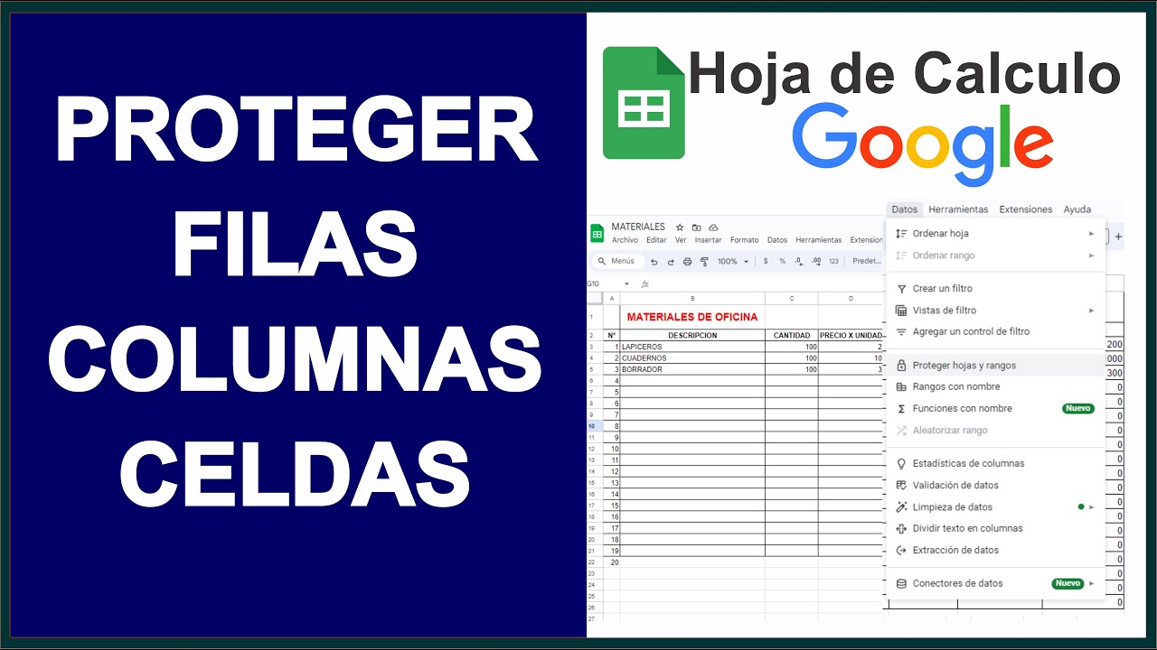 Proteger Filas, Columnas y Celdas en Google Hoja de Calculo / Google Docs