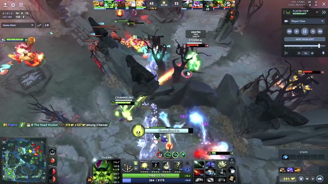 dominant pugna vs 5 hero's two-minute intense fight