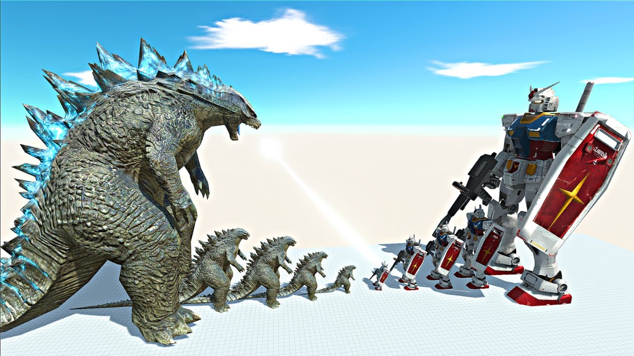 Godzilla 2014 vs Gundam RX-78-2, Size Comparison | Animal Revolt Battle Simulator