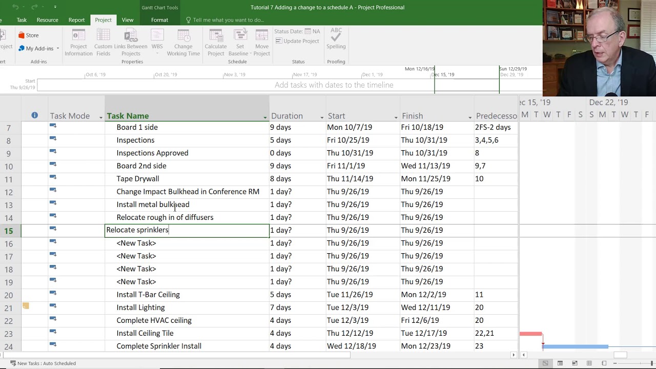 MS Project Tutorial 7 Inserting Changes Into a Project Schedule using MS Project