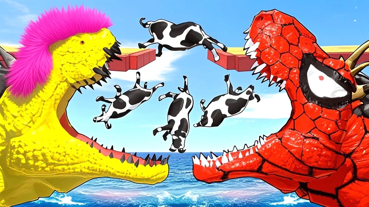 All Dinosaurs Fighting Tyrannosaurus Rex vs SpiderMan NEW Indominus Rex Superhero Jurassic Spiderman