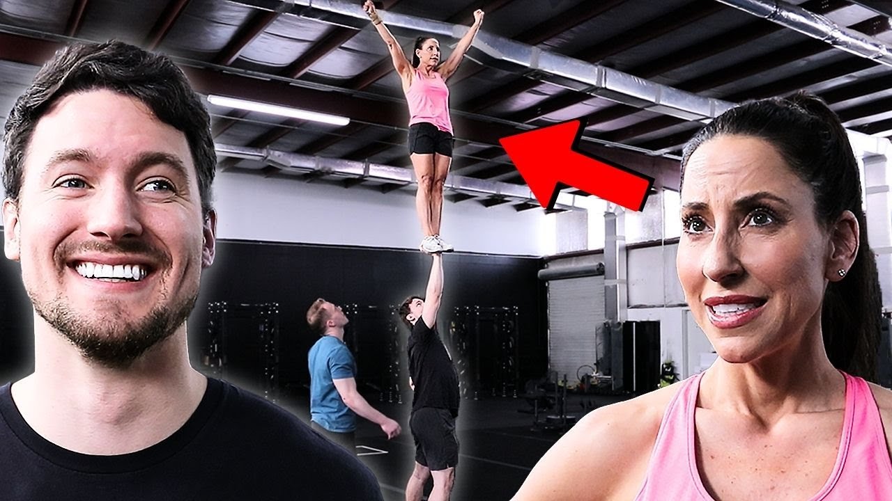 Teaching cheer mom how to fly
