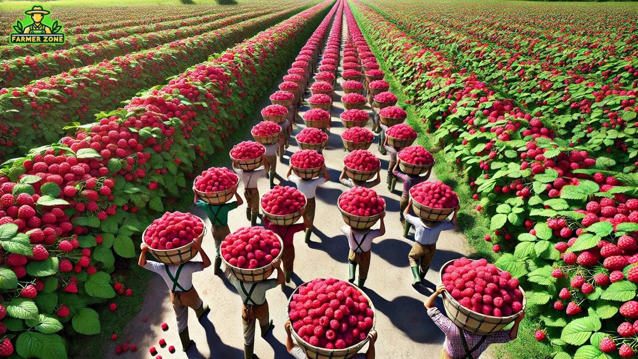 How Millions of Tons of Raspberries Are Harvested and Processed – Modern Agriculture Documentary