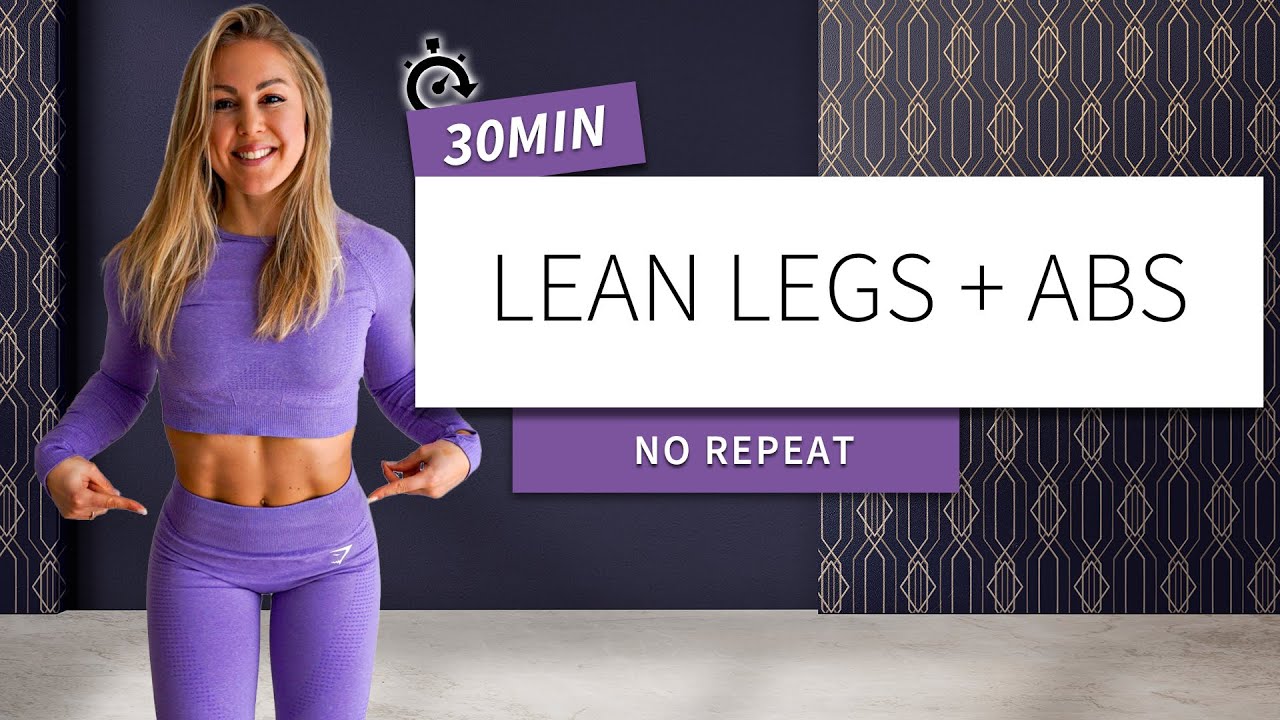 LEAN LEGS + ABS WORKOUT - No repeat - Slim legs & thighs - No equipment