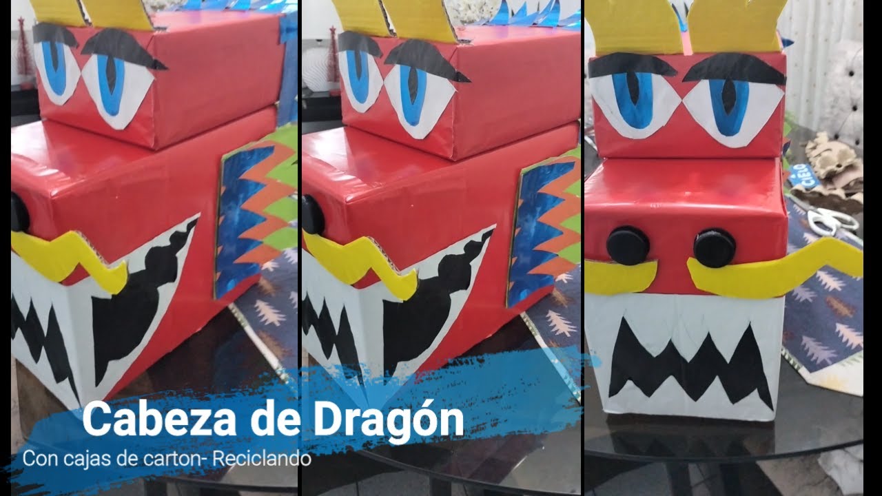💜 COMO HACER UNA CABEZA DE DRAGÓN RECICLANDO CAJAS DE CARTÓN/IDEAS PARA UN DISFRAZ DE DRAGÓN💚
