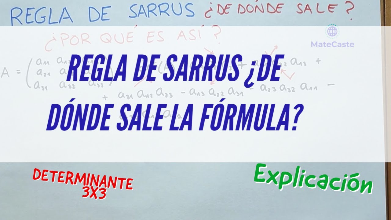 ¿DE DONDE SALE LA FORMULA DE LA REGLA DE SARRUS? | DETERMINANTE DE UNA MATRIZ 3X3