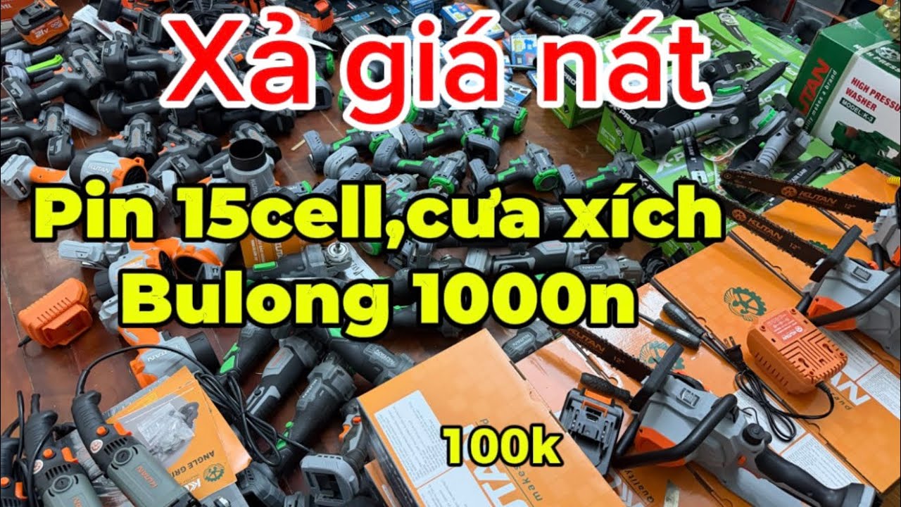 Xả thanh lý bulong 1000n,cưa xích,laser 12tia,pin 15cell plus,thổi phản lực,cắt cành pin giá nát